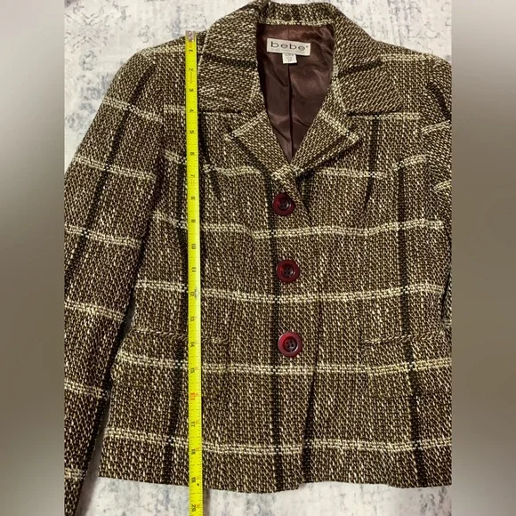 Vintage bebe Brown Tweed Blazer Skirt Suit Set - Picture 5 of 16